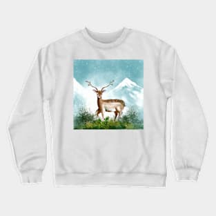 Deer Snow Winter Watercolor Crewneck Sweatshirt